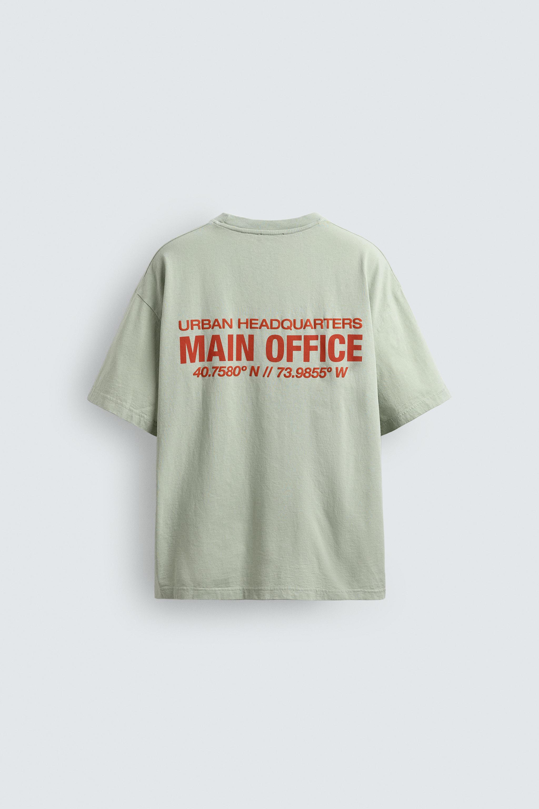 WASHED PRINTED TEXT T-SHIRT